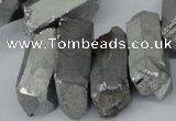 CTD548 Top drilled 12*25mm - 12*45mm nuggets plated quartz beads