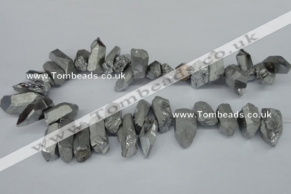 CTD548 Top drilled 12*25mm - 12*45mm nuggets plated quartz beads