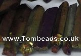 CTD552 Top drilled 8*25mm - 8*40mm wand plated quartz beads