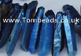 CTD553 Top drilled 8*25mm - 8*40mm wand plated quartz beads