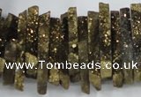 CTD558 Top drilled 6*15mm - 10*40mm wand plated agate beads