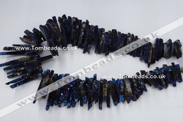 CTD560 Top drilled 6*15mm - 10*40mm wand plated agate beads