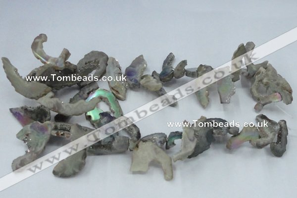 CTD563 Top drilled 10*20mm - 10*40mm freeform plated agate beads