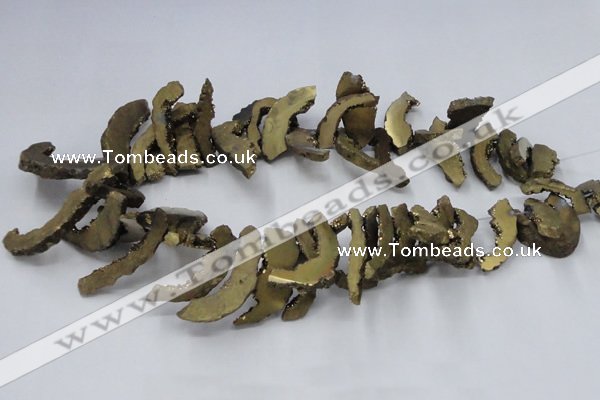 CTD564 Top drilled 10*20mm - 10*40mm freeform plated agate beads