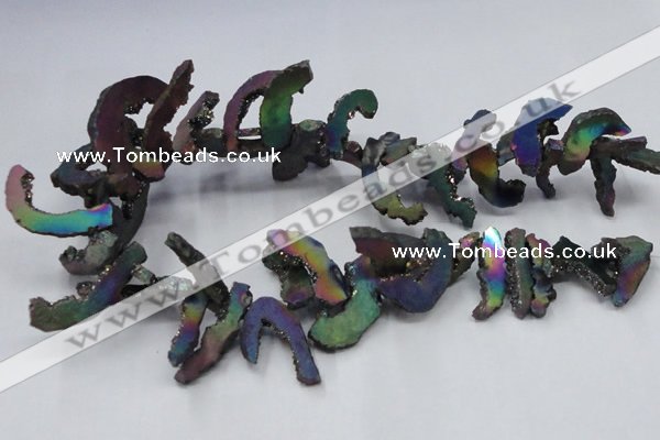 CTD565 Top drilled 10*20mm - 10*40mm freeform plated agate beads