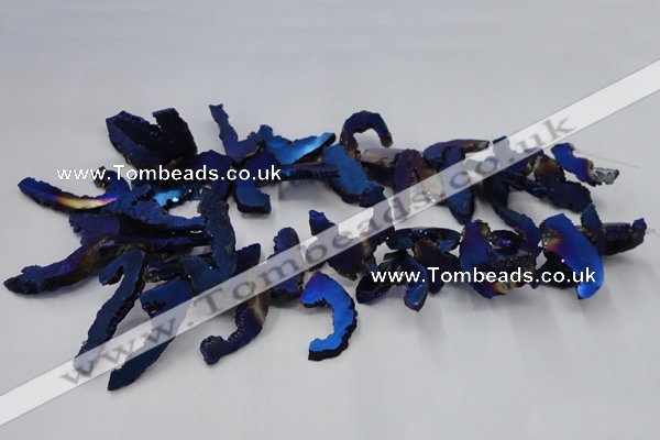 CTD566 Top drilled 10*20mm - 10*40mm freeform plated agate beads