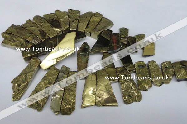 CTD569 Top drilled 15*25mm - 20*65mm freeform plated agate beads