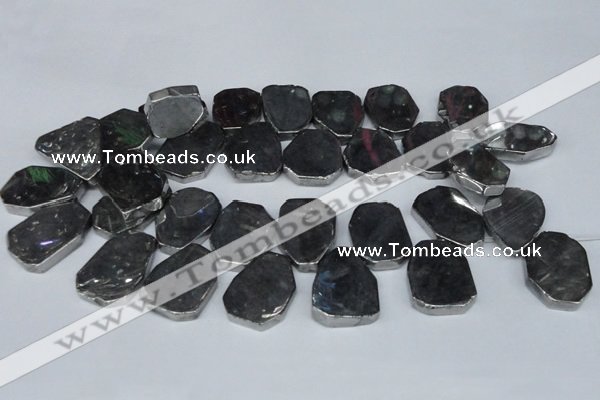 CTD571 Top drilled 20*30mm - 30*45mm freeform plated agate beads