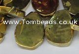 CTD572 Top drilled 20*30mm - 30*45mm freeform plated agate beads