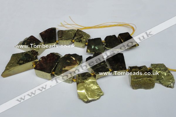 CTD578 Top drilled 20*30mm - 30*50mm freeform plated agate beads