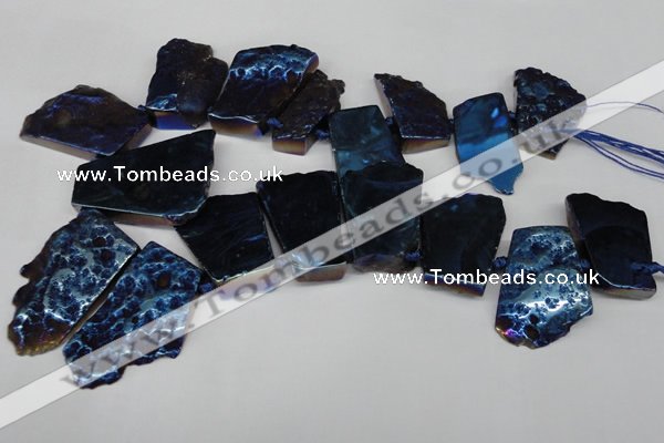 CTD579 Top drilled 20*30mm - 30*50mm freeform plated agate beads