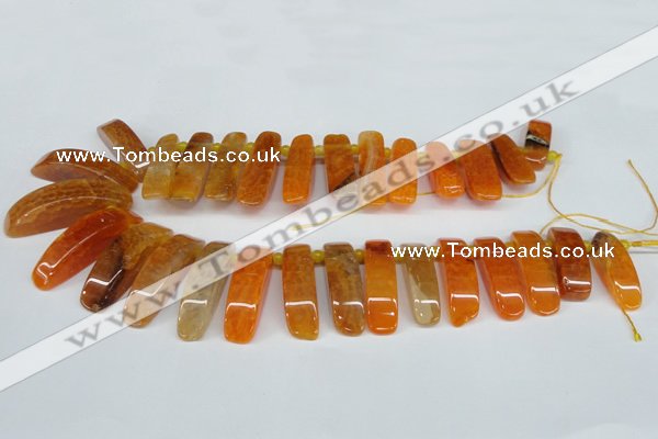 CTD597 Top drilled 10*30mm - 12*45mm wand agate gemstone beads