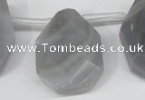 CTD616 Top drilled 22*30mm - 25*35mm faceted freeform grey agate beads