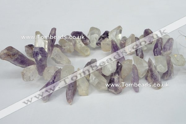 CTD621 12*22mm - 15*40mm nuggets amethyst & white crystal beads