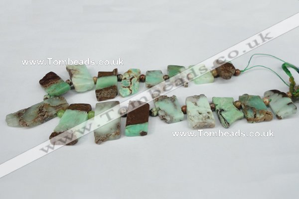 CTD638 Top drilled 15*25mm - 20*40mm freeform australia chrysoprase beads