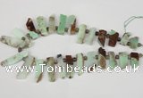 CTD640 Top drilled 10*25mm - 12*45mm wand australia chrysoprase beads