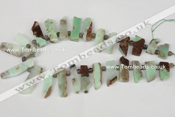 CTD640 Top drilled 10*25mm - 12*45mm wand australia chrysoprase beads