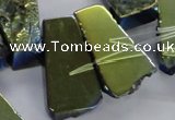 CTD746 Top drilled 15*25mm - 20*65mm freeform plated agate beads