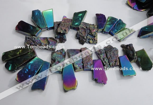 CTD748 Top drilled 18*25mm - 25*60mm freeform plated agate beads