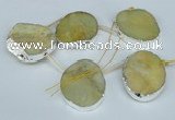 CTD768 30*35mm - 35*45mm freeform agate beads with brass setting