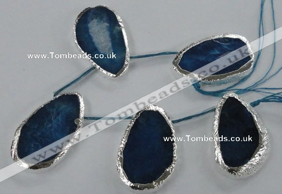 CTD775 30*45mm - 35*50mm freeform agate beads with brass setting