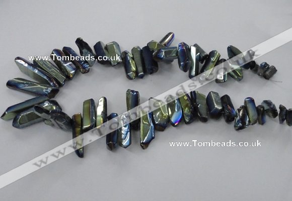 CTD784 Top drilled 8*18mm - 8*35mm nuggets plated quartz beads