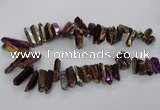 CTD786 Top drilled 8*18mm - 8*35mm nuggets plated quartz beads