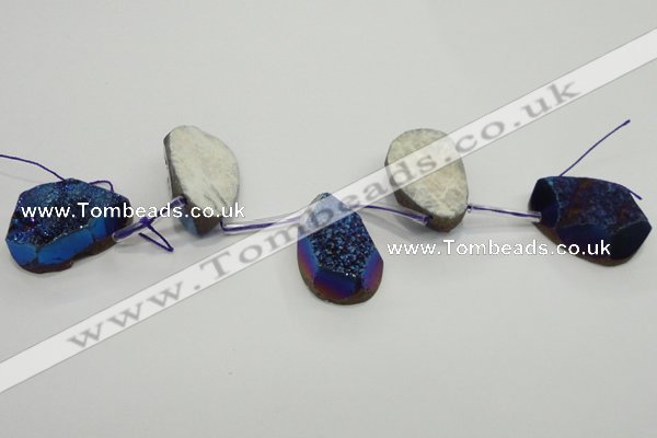 CTD812 Top drilled 20*30mm - 25*35mm freeform plated agate beads