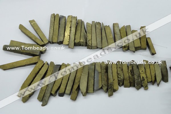 CTD832 15.5 inches 6*30mm - 8*65mm sticks plated agate beads