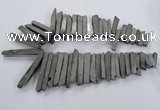 CTD835 Top drilled 6*25mm - 8*55mm sticks plated agate beads