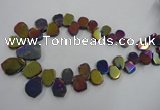 CTD905 Top drilled 15*20mm - 20*30mm freeform plated quartz beads