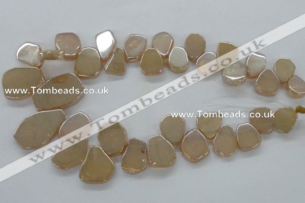 CTD908 Top drilled 15*20mm - 20*30mm freeform plated quartz beads