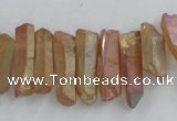 CTD911 Top drilled 5*15mm - 6*25mm wand plated quartz beads