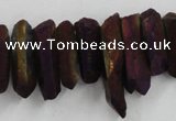 CTD912 Top drilled 5*15mm - 6*25mm wand plated quartz beads