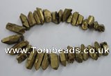 CTD924 Top drilled 15*20mm - 18*38mm wand plated quartz beads