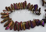 CTD925 Top drilled 15*20mm - 18*38mm wand plated quartz beads