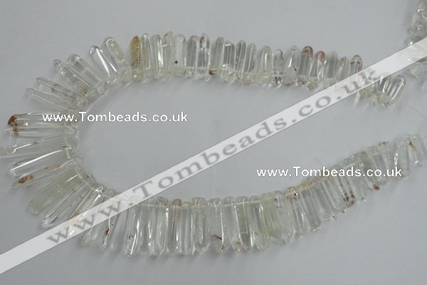 CTD935 Top drilled 6*15mm - 7*40mm wand AB grade white crystal beads