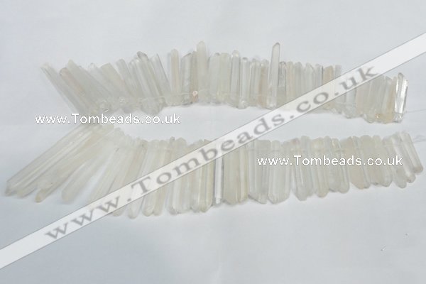 CTD939 Top drilled 5*25mm - 6*60mm sticks white crystal beads