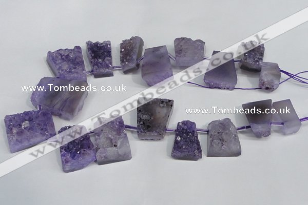 CTD941 Top drilled 14*20mm - 28*35mm freeform druzy amethyst beads