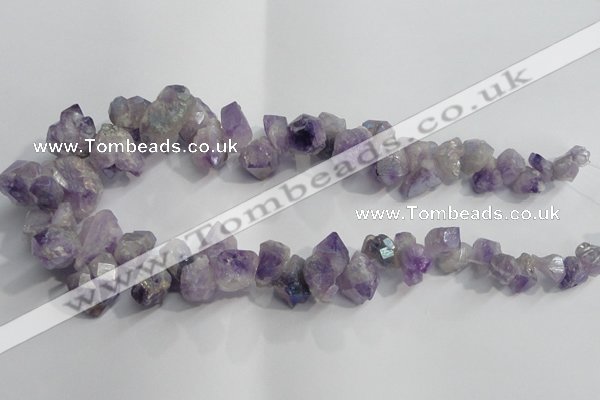 CTD952 Top drilled 8*12mm - 18*25mm faceted nuggets plated amethyst beads