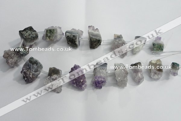 CTD954 Top drilled 15*25mm - 20*30mm nuggets druzy amethyst beads