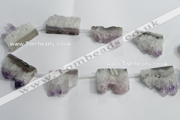 CTD955 Top drilled 25*35mm - 30*40mm freeform druzy amethyst beads