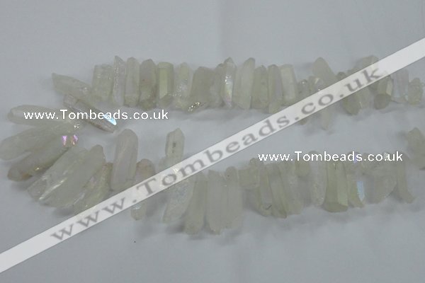 CTD957 Top drilled 8*20mm - 10*35mm nuggets AB-color white crystal beads