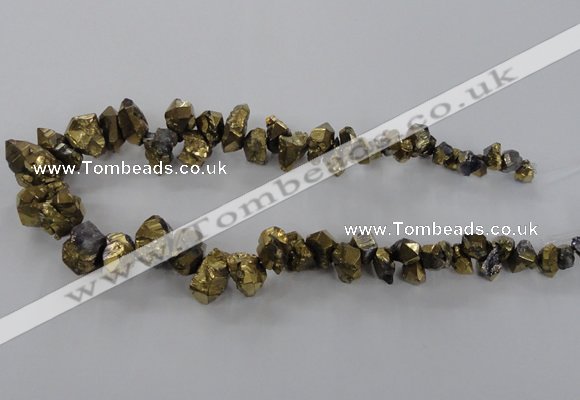 CTD972 Top drilled 8*10mm - 15*25mm nuggets plated quartz beads
