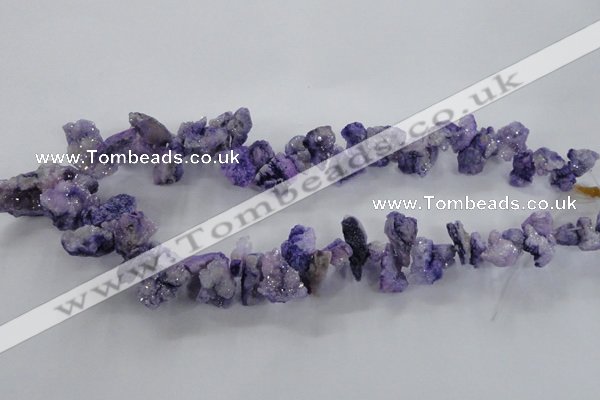 CTD977 Top drilled 10*15mm - 15*25mm nuggets plated druzy agate beads