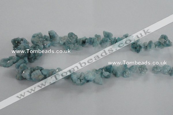 CTD978 Top drilled 10*15mm - 15*25mm nuggets plated druzy agate beads