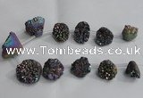 CTD993 Top drilled 12*15mm - 18*25mm nuggets plated druzy agate beads