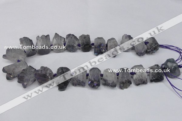 CTD998 Top drilled 15*20mm - 20*25mm nuggets plated druzy amethyst beads