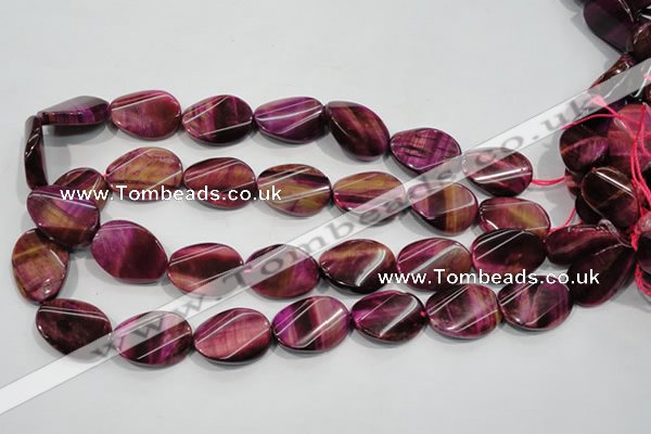 CTE1009 15.5 inches 18*25mm twisted oval dyed red tiger eye beads