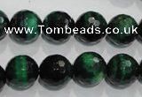 CTE1015 15.5 inches 12mm faceted round dyed green tiger eye beads